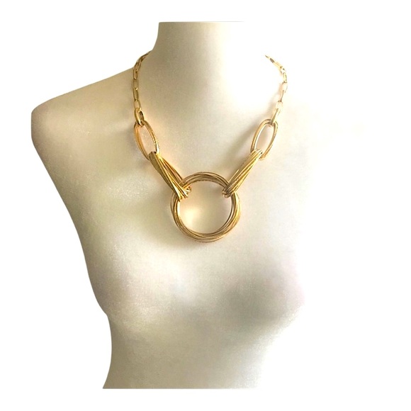 INC BRILLIANT GoldTone Chain Necklace with center circular design NEW WITH TAGS - Picture 12 of 12